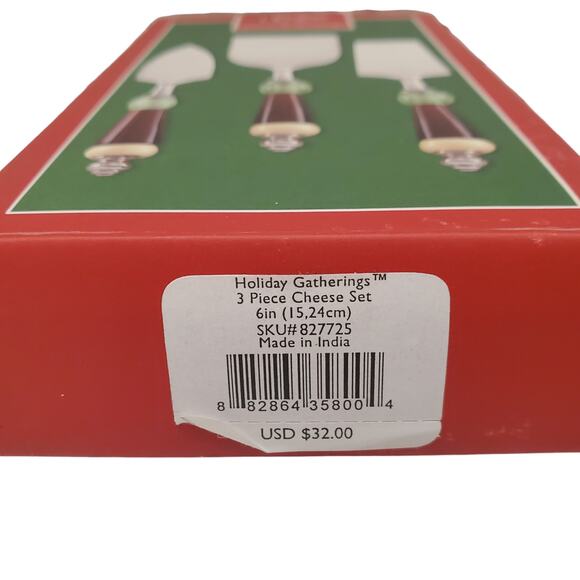 Lenox Holiday Gatherings 3 Piece Cheese Set Christmas Discontinued Lenox Set - Picture 4 of 14